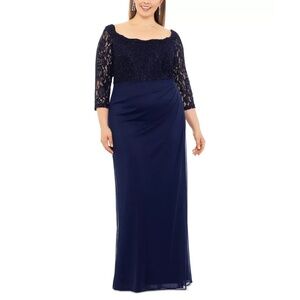 B&A by Betsy & Adam Metallic Lace Gown - size 16W